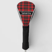Couvre-club De Golf Monogramme Rouge Noir Blanc Tartan Buffalo Plaid (Devant)