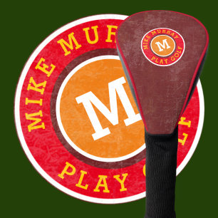Couvre-club De Golf monogramme rougeâtre de golfeur / joueur de golf