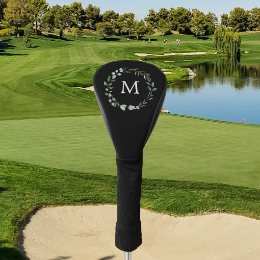 Couvre-club De Golf Monogramme Sage Vert Feuille Verdure couronne