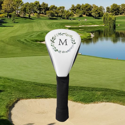 Couvre-club De Golf Monogramme Sage Vert Feuille Verdure couronne