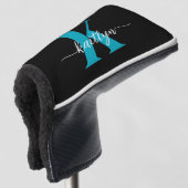 Couvre-club De Golf Monogramme sarcelle noir (Devant 3/4)