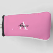 Couvre-club De Golf Monogramme Script Putter rose Tête de golf Couvert (Devant)