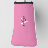Couvre-club De Golf Monogramme Script Putter rose Tête de golf Couvert (Tourné à 90°)