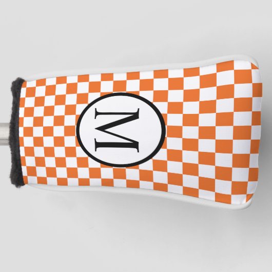 Couvre-club De Golf Monogramme simple avec le damier orange (Devant)