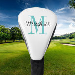 Couvre-club De Golf Monogramme Turquoise Initial et nom Personnalisé<br><div class="desc">Housse de tête de golf imprimée sur mesure personnalisée avec votre nom et monogramme initial ou autre texte personnalisé. Utilisez les outils de conception pour choisir n'importe quelle couleur arrière - plan, modifier les polices et les couleurs ou télécharger vos propres photos pour créer un cadeau unique d'une nature pour...</div>