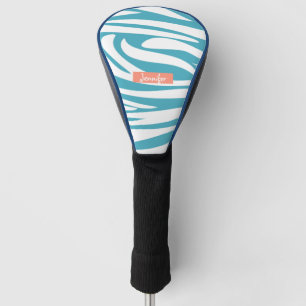 Couvre-club De Golf Monogramme Turquoise rayé Zèbre motif tendance