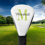 Couvre-club De Golf Monogramme vert initial et nom personnalisé<br><div class="desc">Housse de tête de golf imprimée sur mesure personnalisée avec votre nom et monogramme initial ou autre texte personnalisé. Utilisez les outils de conception pour choisir n'importe quelle couleur arrière - plan, modifier les polices et les couleurs ou télécharger vos propres photos pour créer un cadeau unique d'une nature pour...</div>