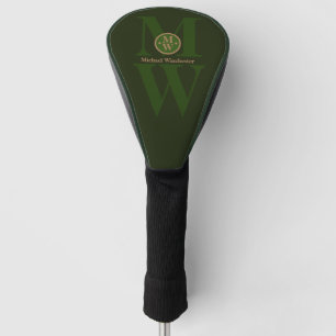 Couvre-club De Golf Monogramme vertical à 2 lettres personnalisé vert 