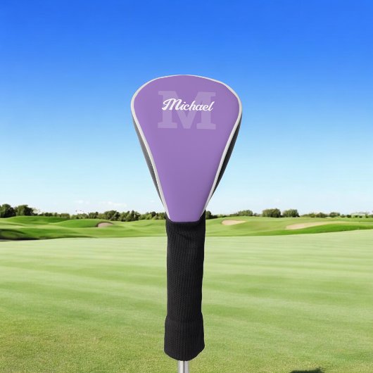 Couvre-club De Golf Monogramme Vintage calligraphie violet