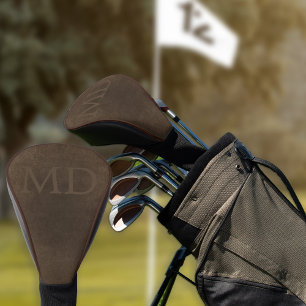 Couvre-club De Golf Monogramme vintage élégant look cuir brun