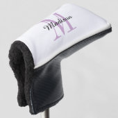 Couvre-club De Golf Monogramme violet initial et nom personnalisé (Devant 3/4)