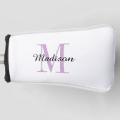 Couvre-club De Golf Monogramme violet initial et nom personnalisé (Devant)