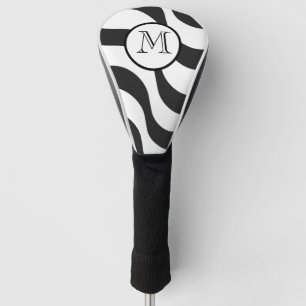 Couvre-club De Golf Monogramme Zèbre moderne Grandes Blances noires