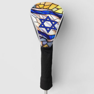 Couvre-club De Golf Mosaïque d'art juif de drapeau d'Israël en verre c