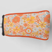 Couvre-club De Golf Motif à fleurs Orange Retro (Devant)