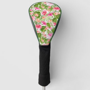 Couvre-club De Golf Motif à hibiscus palm monstère tropicale