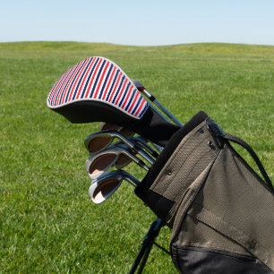 Couvre-club De Golf Motif à rayures rouge, bleu et blanc
