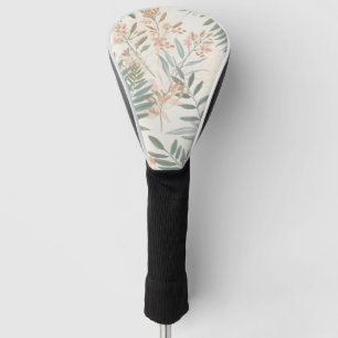 Couvre-club De Golf Motif aquarelle de feuille de blush botanique saug