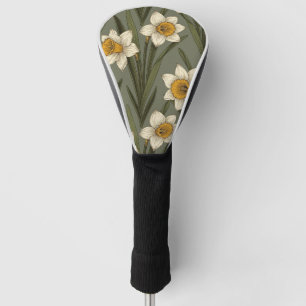 Couvre-club De Golf Motif botanique floral de narcisse jaune de printe