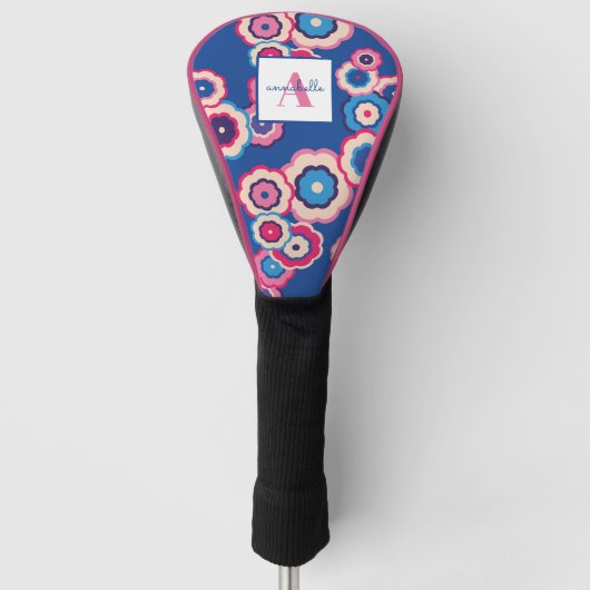 Couvre-club De Golf Motif d'alimentation en fleurs rose bleu Monogram  (Devant)
