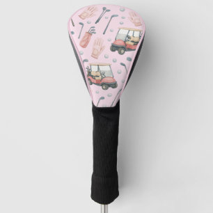 Couvre-club De Golf Motif de chariot de golf rose pâle pour dames 
