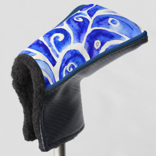 Couvre-club De Golf Motif de design Abstrait bleu et blanc