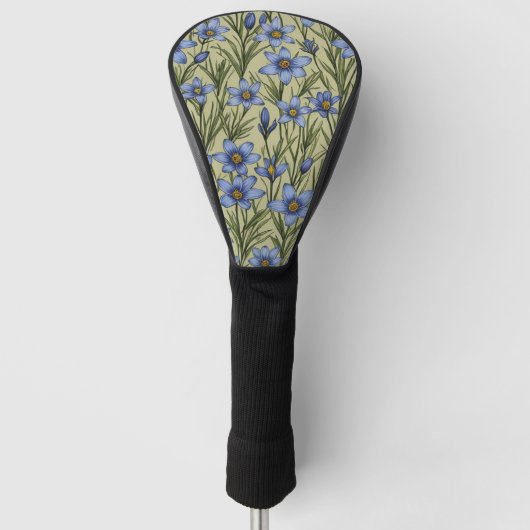 Couvre-club De Golf Motif de fleur en laiton bleu (Devant)