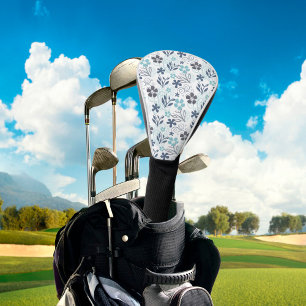 Couvre-club De Golf Motif de fleurs bleues