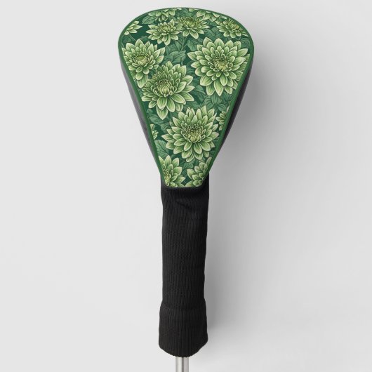 Couvre-club De Golf Motif de fleurs vert Chrysanthemum (Devant)