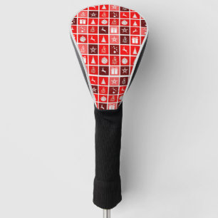 Couvre-club De Golf Motif de grille de Noël rouge moderne minimaliste