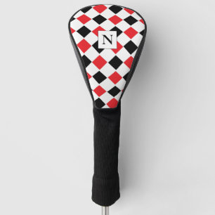 Couvre-club De Golf Motif de Jacquard noir et rouge personnalisé