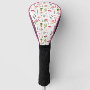 Couvre-club De Golf Motif de ketmie d'ananas de cactus de Flamant rose