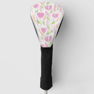 Couvre-club De Golf Motif de ligne florale abstrait moderne (1)