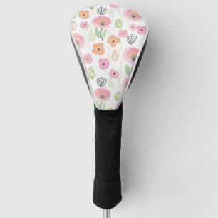 Couvre-club De Golf Motif de ligne florale abstrait moderne (2)