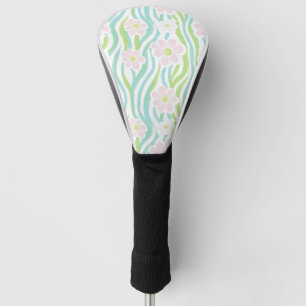 Couvre-club De Golf Motif de ligne florale abstrait moderne (8)