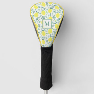 Couvre-club De Golf motif de monogramme botanique de citron