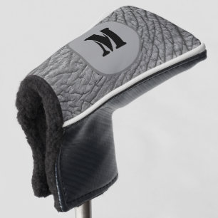 Couvre-club De Golf Motif de peau gris éléphant monogramme personnal