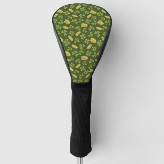 Couvre-club De Golf Motif de pièce d'or de feuille et de trèfle (Devant)