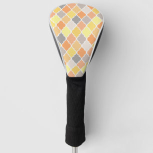 Couvre-club De Golf Motif de quatrefoil jaune, orange et gris