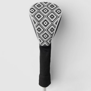 Couvre-club De Golf Motif de symboles BW+gris Aztec stylisé