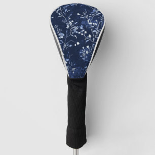 Couvre-club De Golf Motif de toile florale vintage bleu (10)