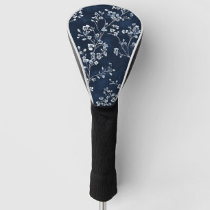 Couvre-club De Golf Motif de toile florale vintage bleu (13)