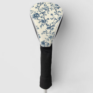 Couvre-club De Golf Motif de toile florale vintage bleu (2)