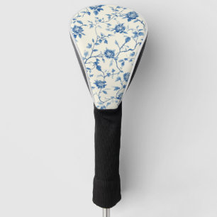 Couvre-club De Golf Motif de toile florale vintage bleu (3)