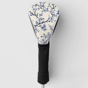 Couvre-club De Golf Motif de toile florale vintage bleu (5)