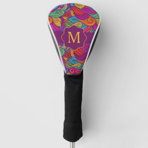 Couvre-club De Golf Motif de vague tourbillonnant de rétro ton color