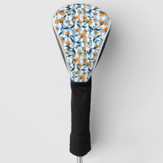 Couvre-club De Golf Motif de vase bleu vigne marine Daisy orange