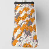 Couvre-club De Golf Motif en diagonale du chat noir blanc gingembre (Tourné à 90°)