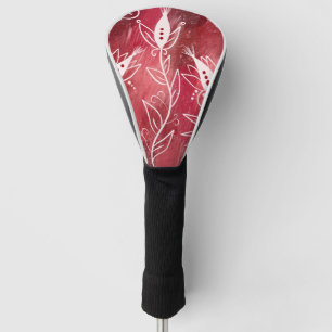 Couvre-club De Golf Motif Floral Rouge Et Blanc