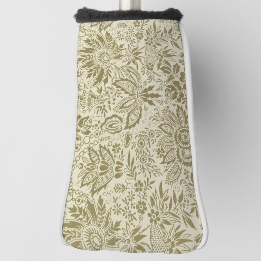 Couvre-club De Golf Motif Floral Vert Sage Antique Damas (Tourné à 90°)